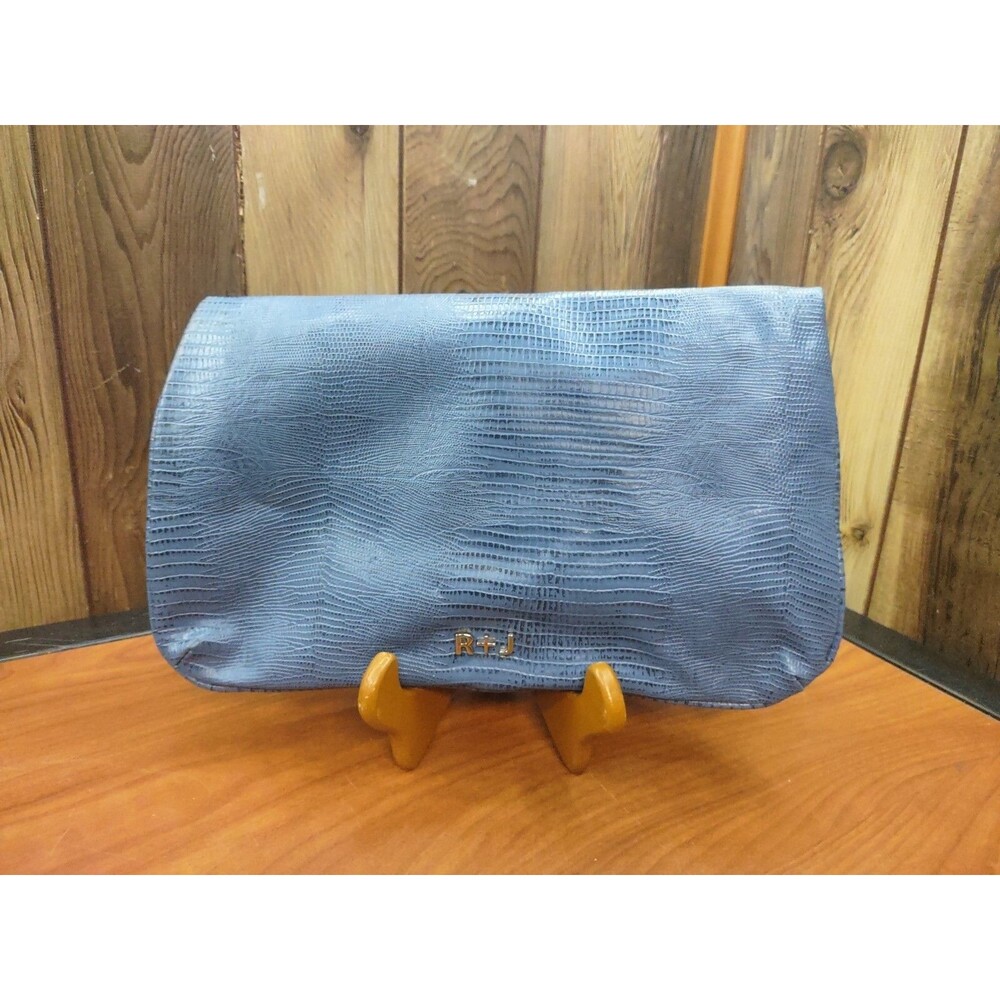 R & J Romeo & Juliet Handbag Clutch Fold Over Blue Zip Top Large